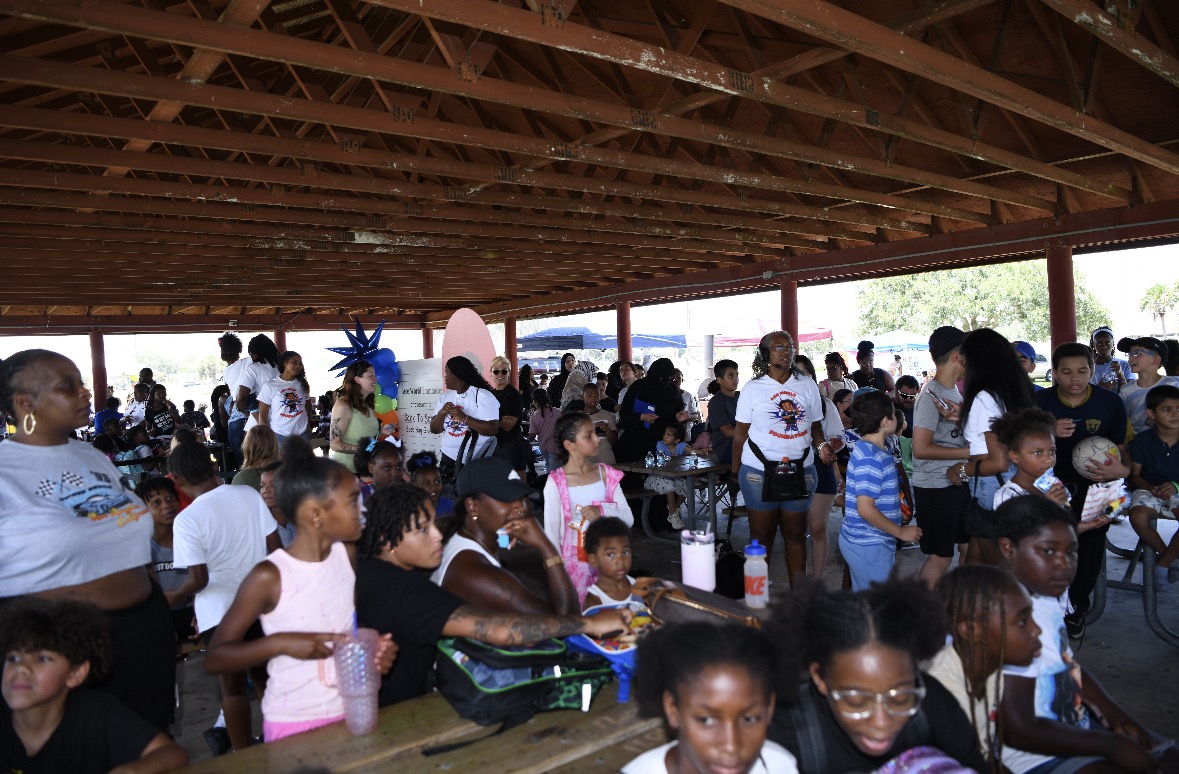 The crowd at the 2025 Backpack Giveaway